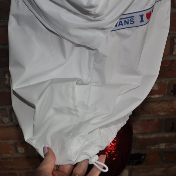 "I Love My Vans" Anorak Nylon White Cropped Windbreaker Bomber JACKET M - Picture 6 of 9